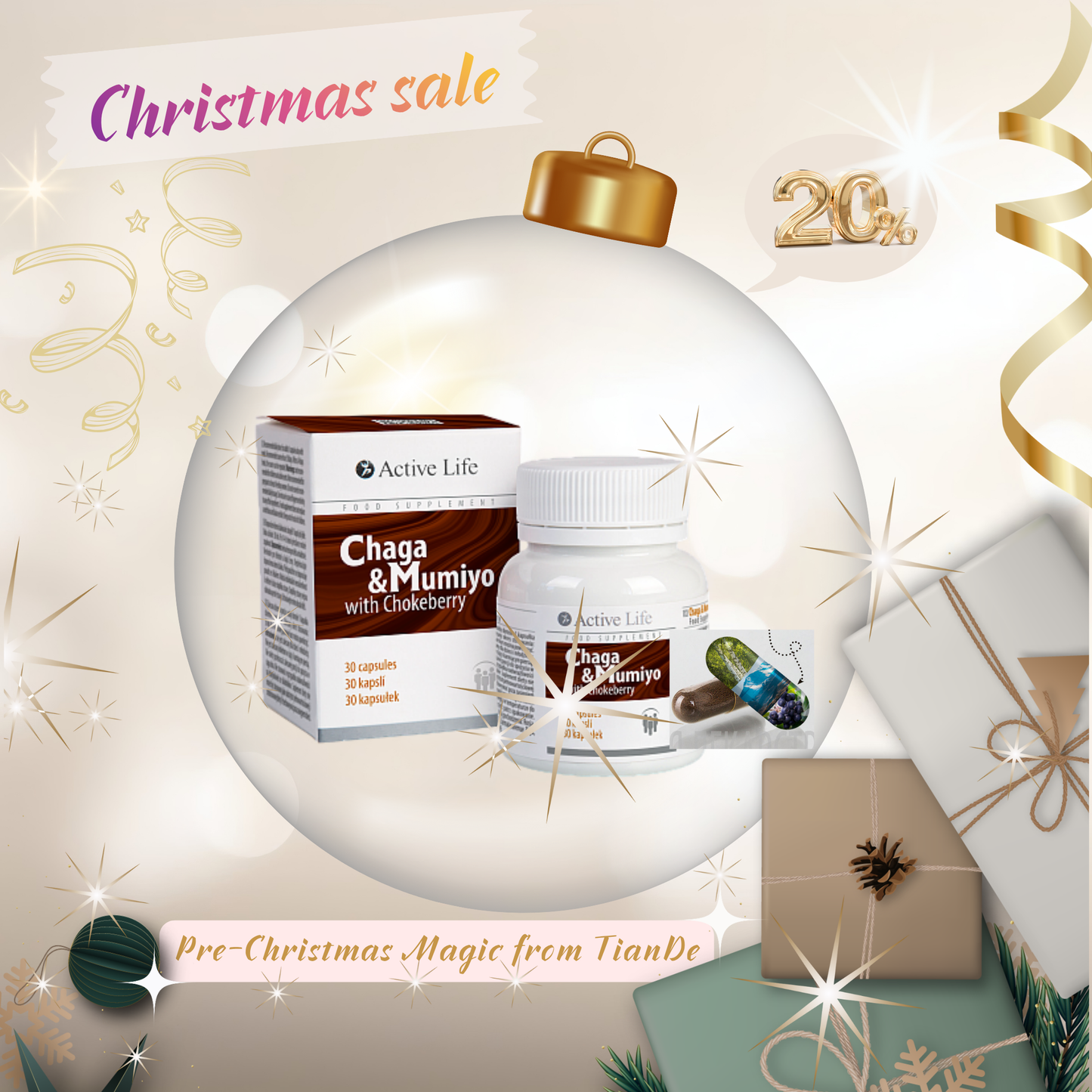 -20% Τσάγκα με mumio. Συμπλήρωμα διατροφής