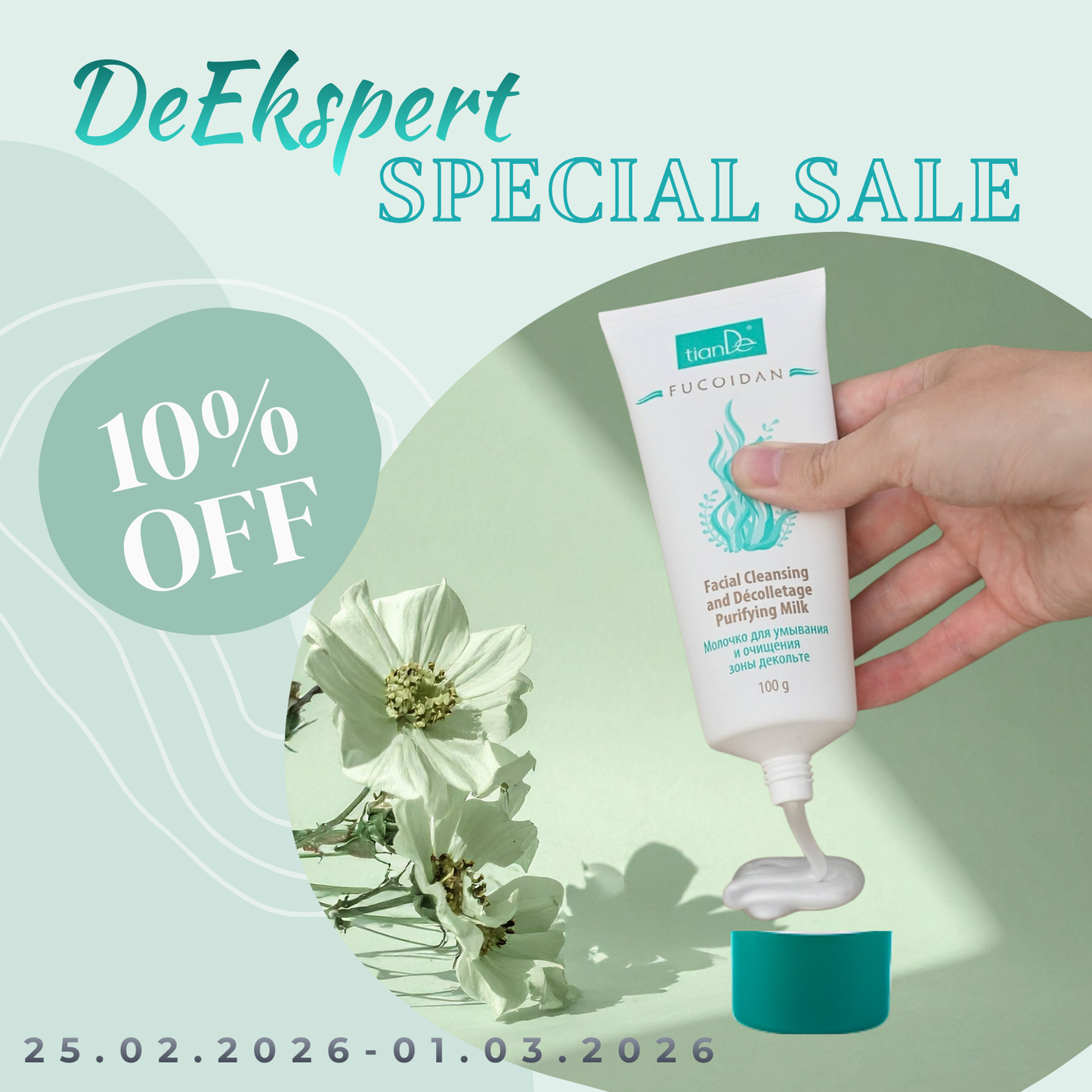 -10% Καθαριστικό γαλάκτωμα για πρόσωπο και περιοχή ματιών